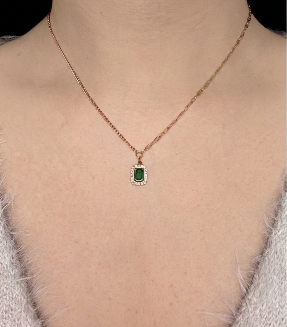 Emerald Halo Necklace