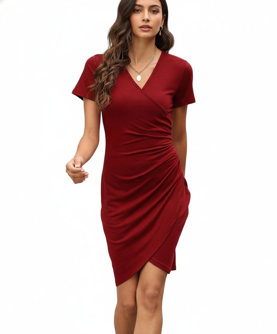 Elegant Burgundy Wrap Dress