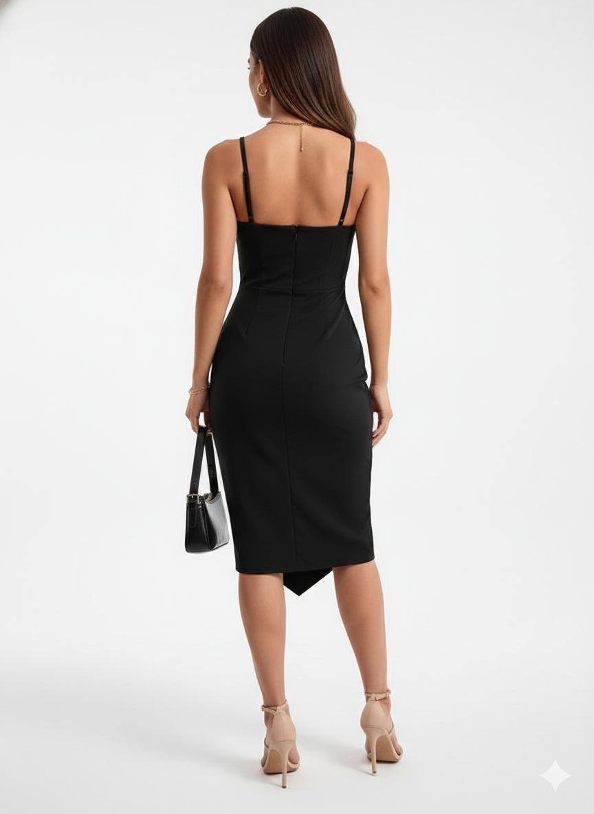 Black Bodycon Asymmetrical Dress