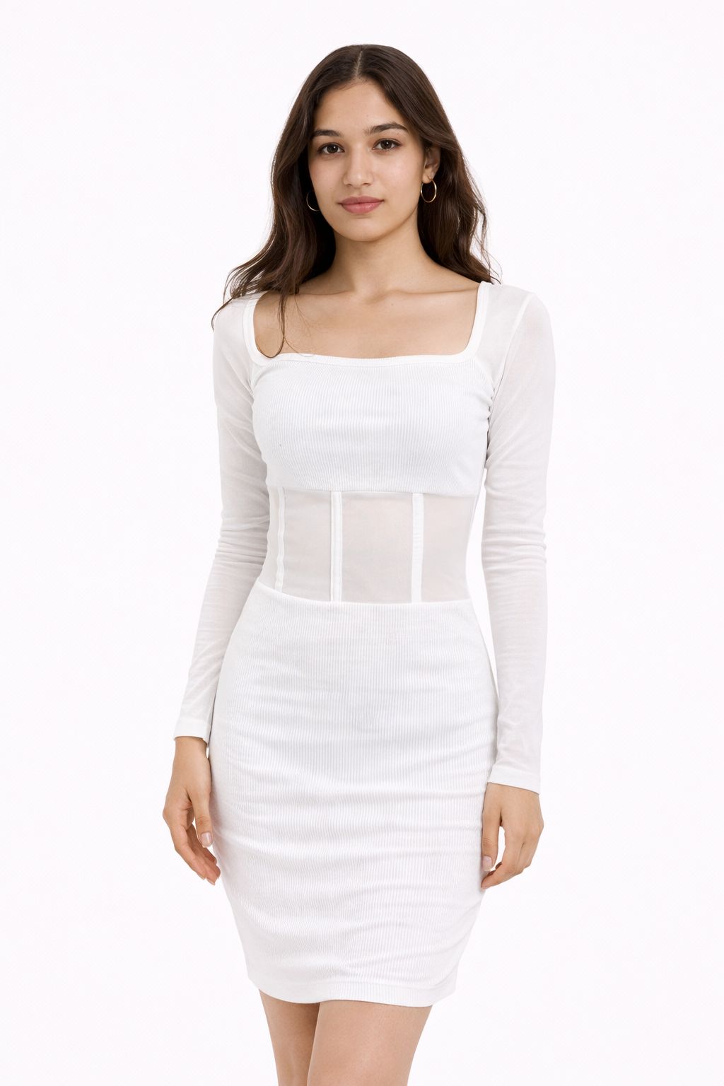 White Mesh Bodycon Dress