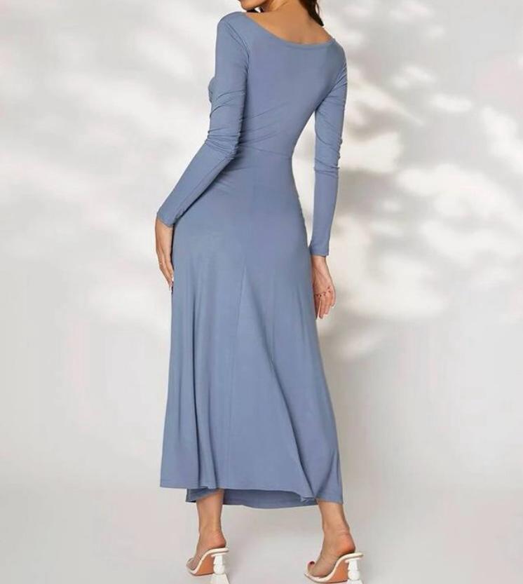 Elegant Blue Bodycon Maxi Dress