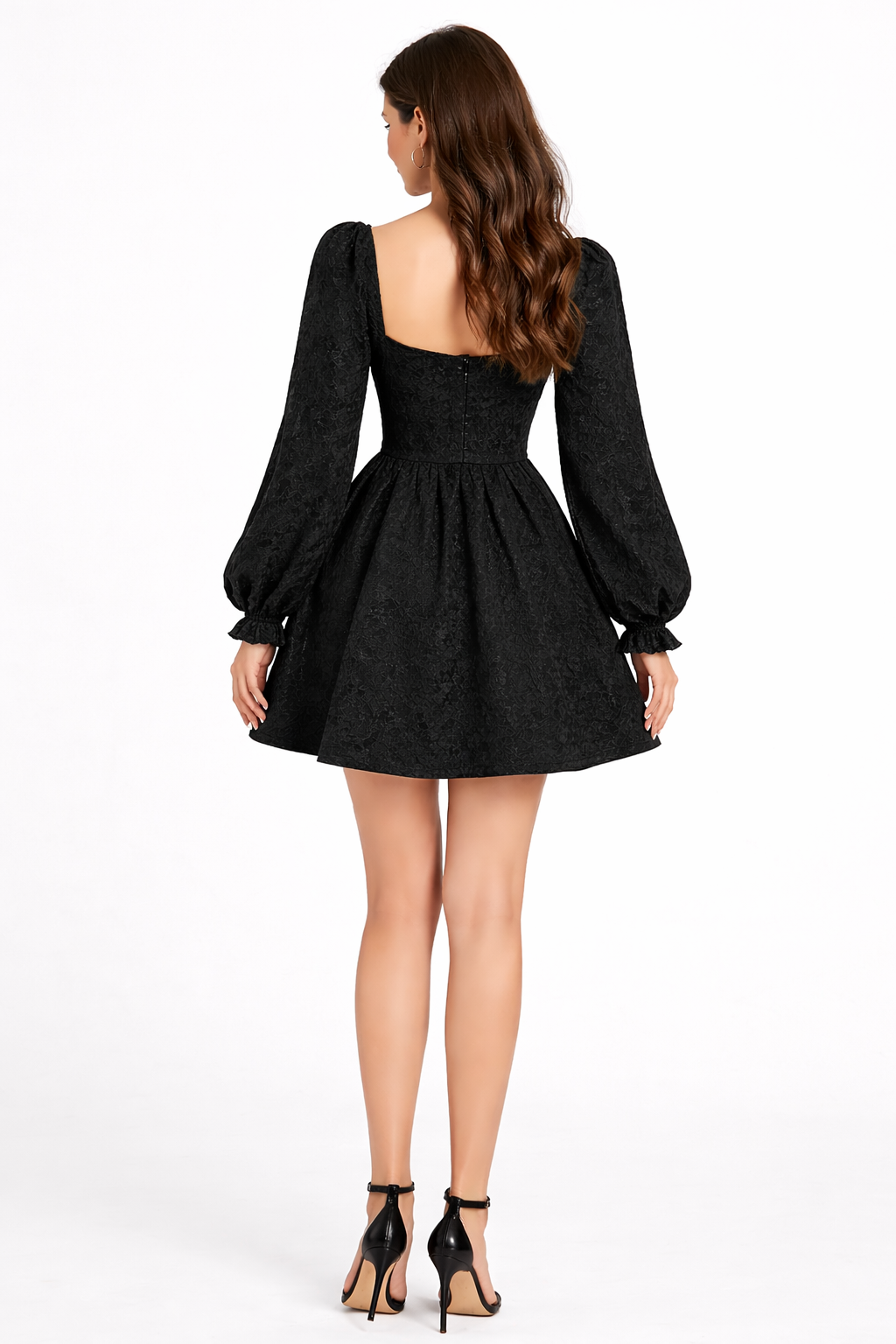 Black Puff Sleeve Mini Dress