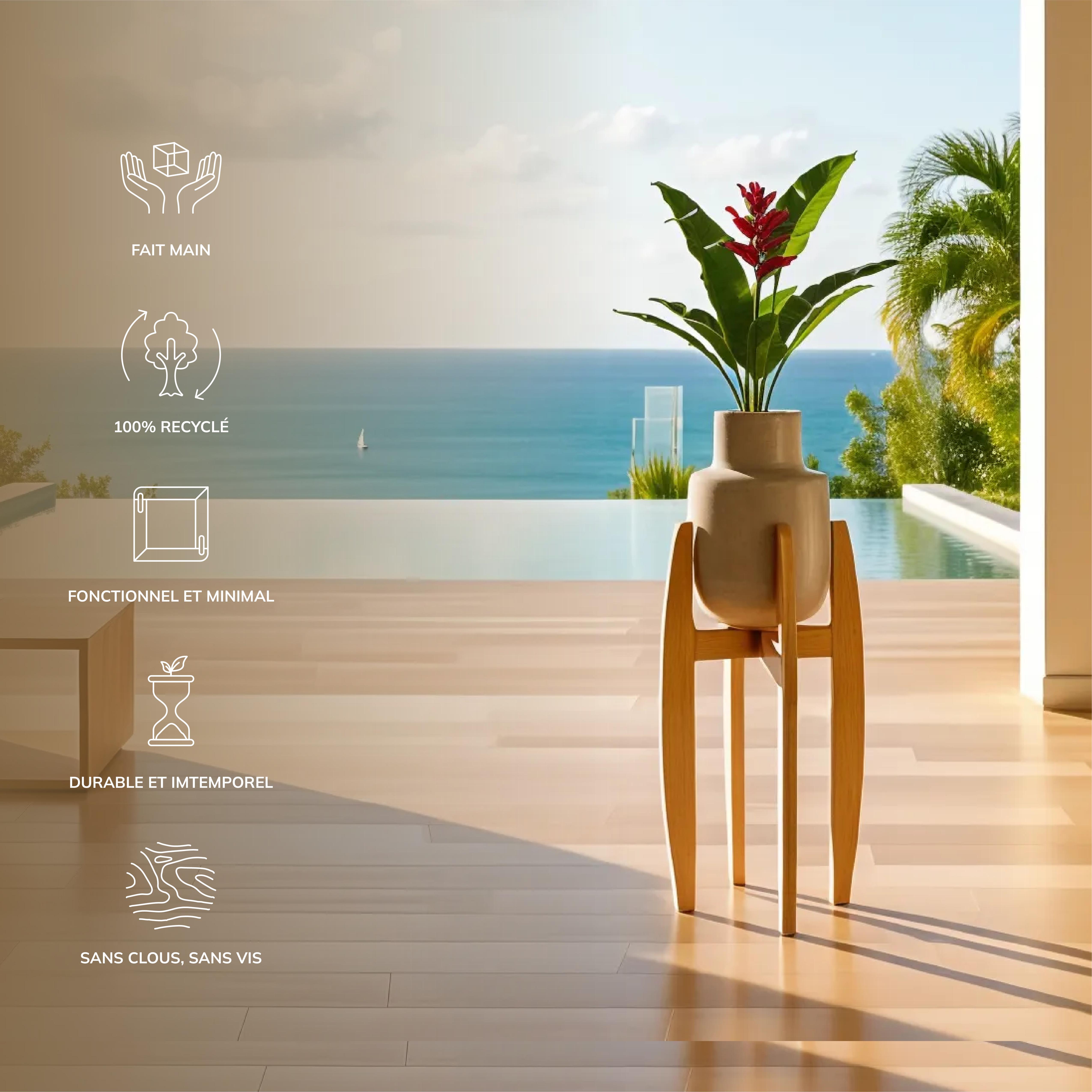 Support de pot de fleur en bois