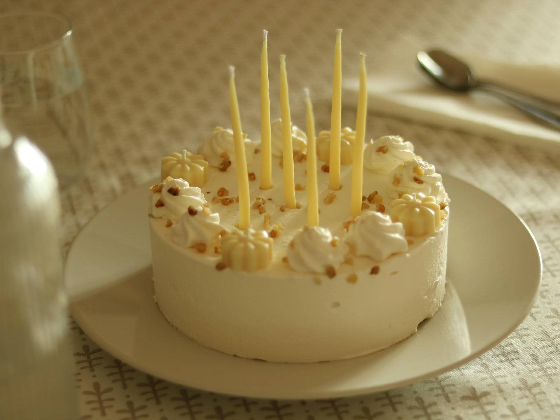 Velas de cumpleaños Flores Beige