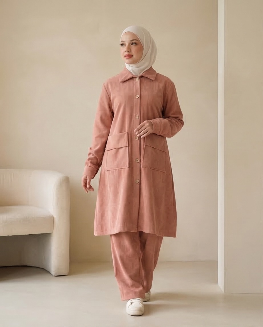 Ribbed Velvet Sporty Suit – Casual & Comfortable Fit