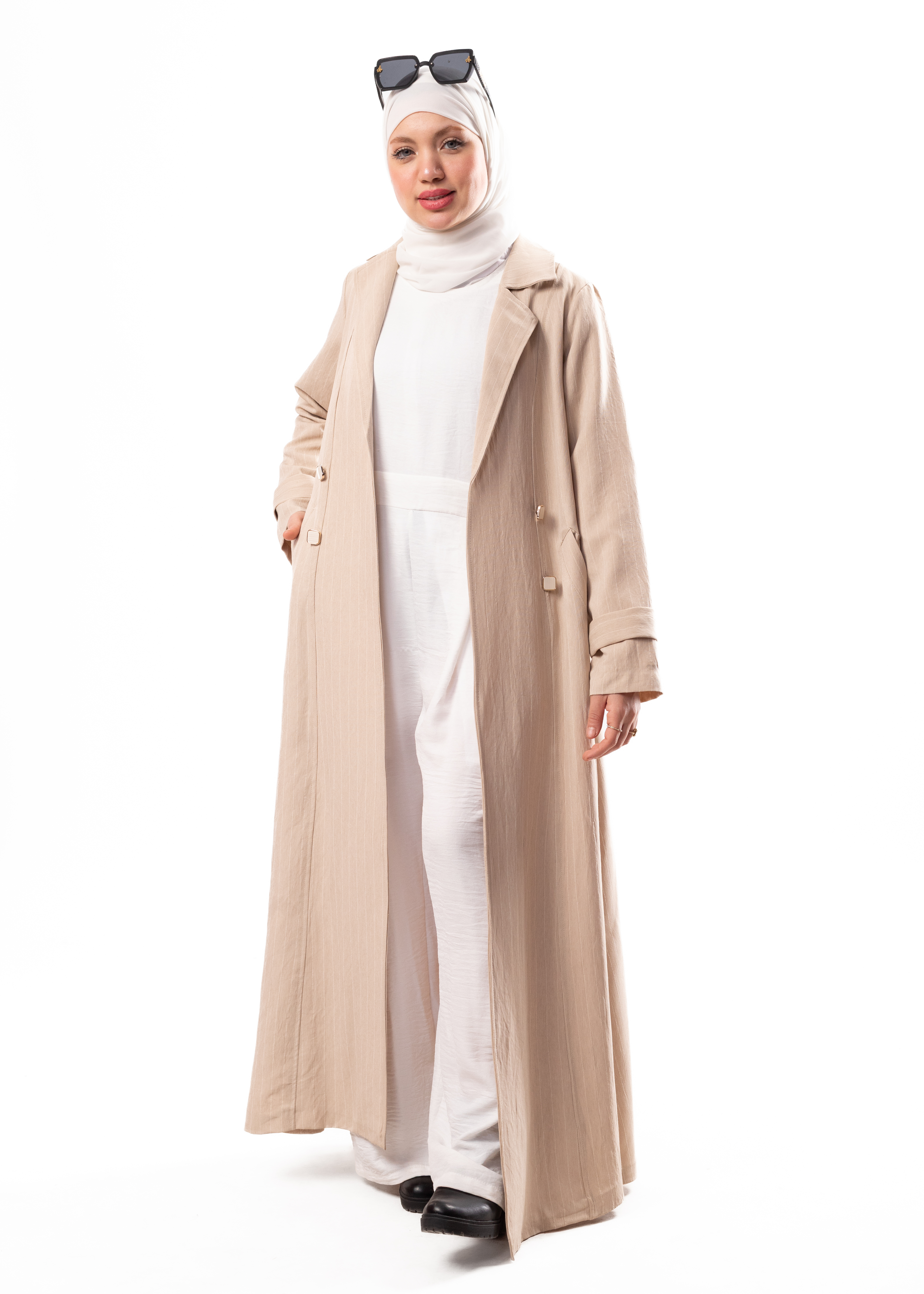 Classic Long Oxford Coat – Striped Elegant Design