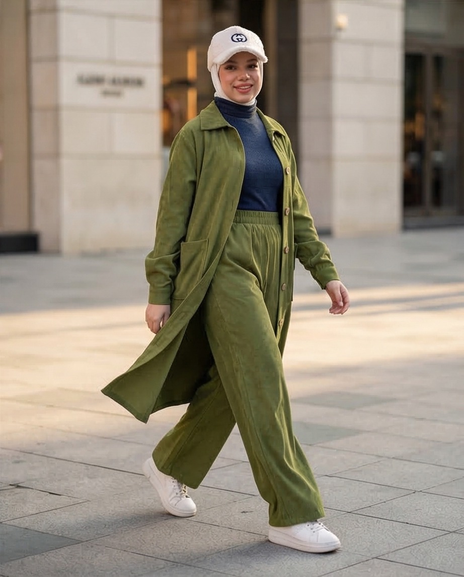 Ribbed Velvet Sporty Suit – Casual & Comfortable Fit