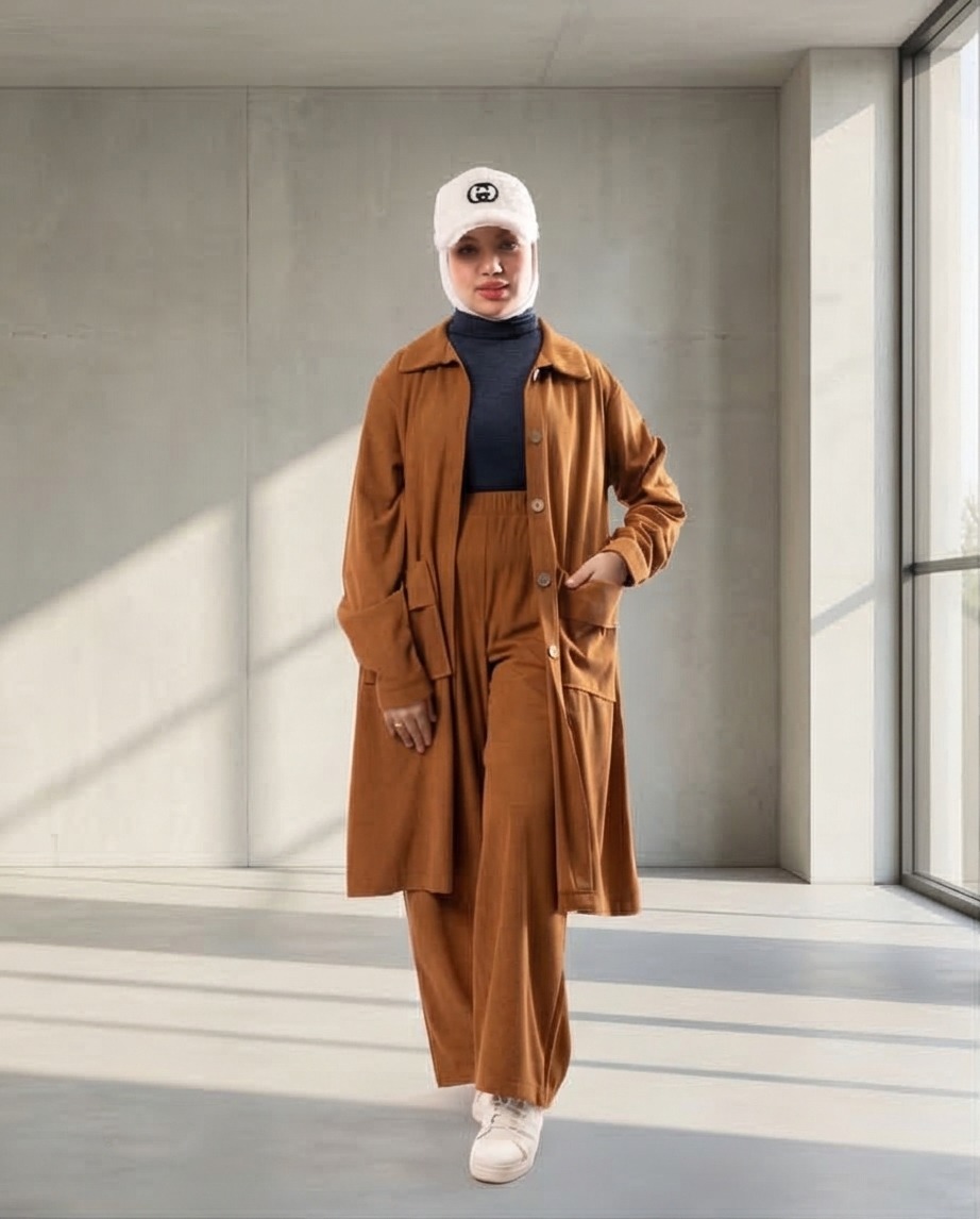 Ribbed Velvet Sporty Suit – Casual & Comfortable Fit