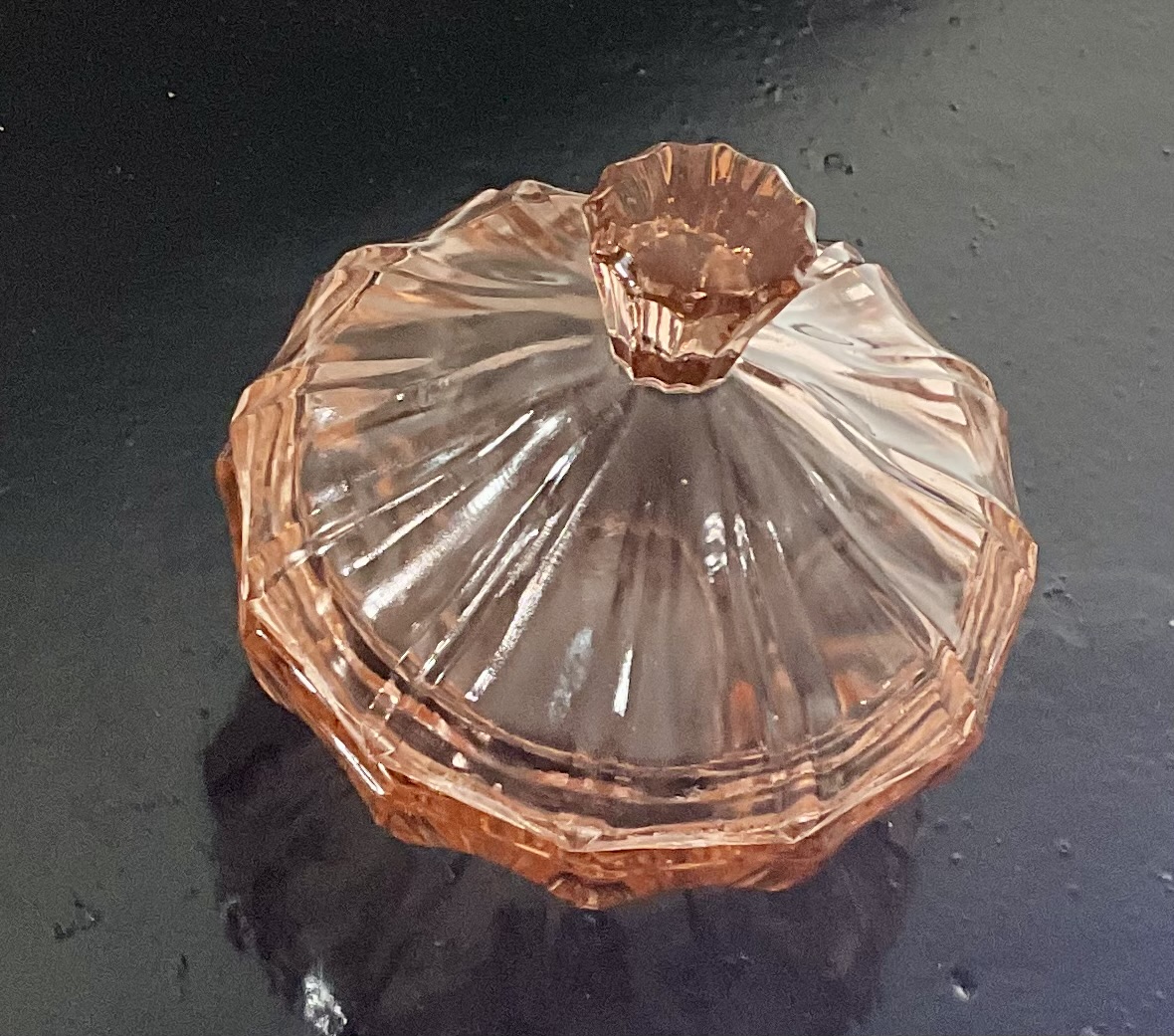 1930s Art Deco Pink Depression Lidded Trinket Box