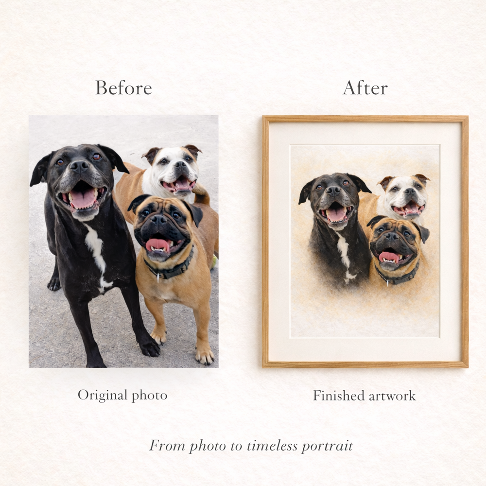 Custom Pet Print Portrait – Personalised Pet Wall Art from Your Photo - Digital Download