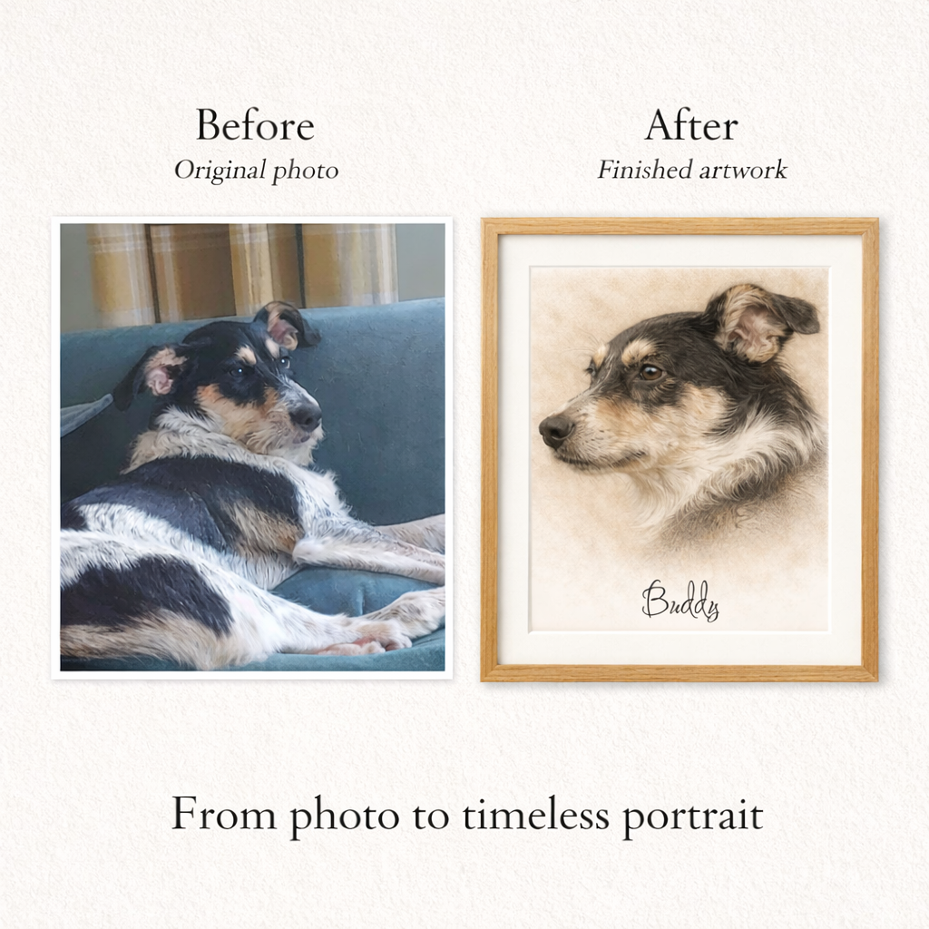 Custom Pet Print Portrait – Personalised Pet Wall Art from Your Photo - Digital Download