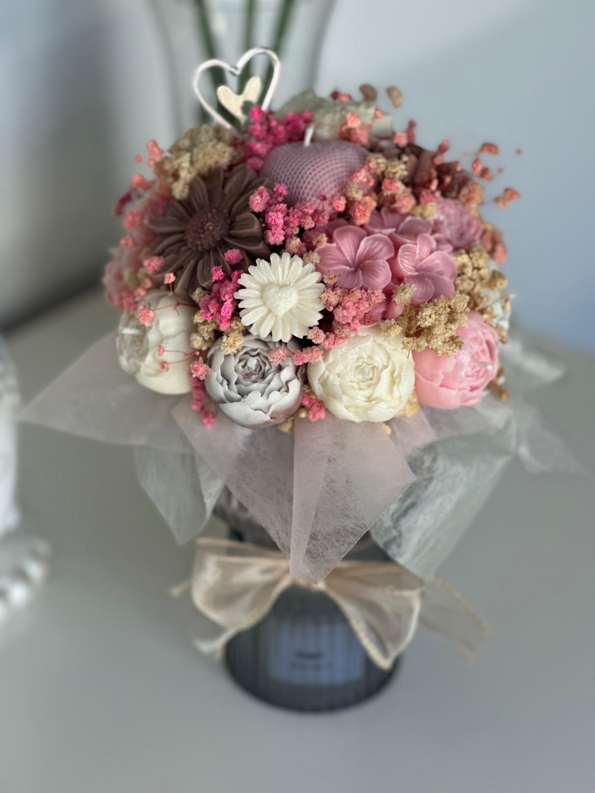 Bouquet de Velas Aromáticas en Copa de Vidrio Decorativa