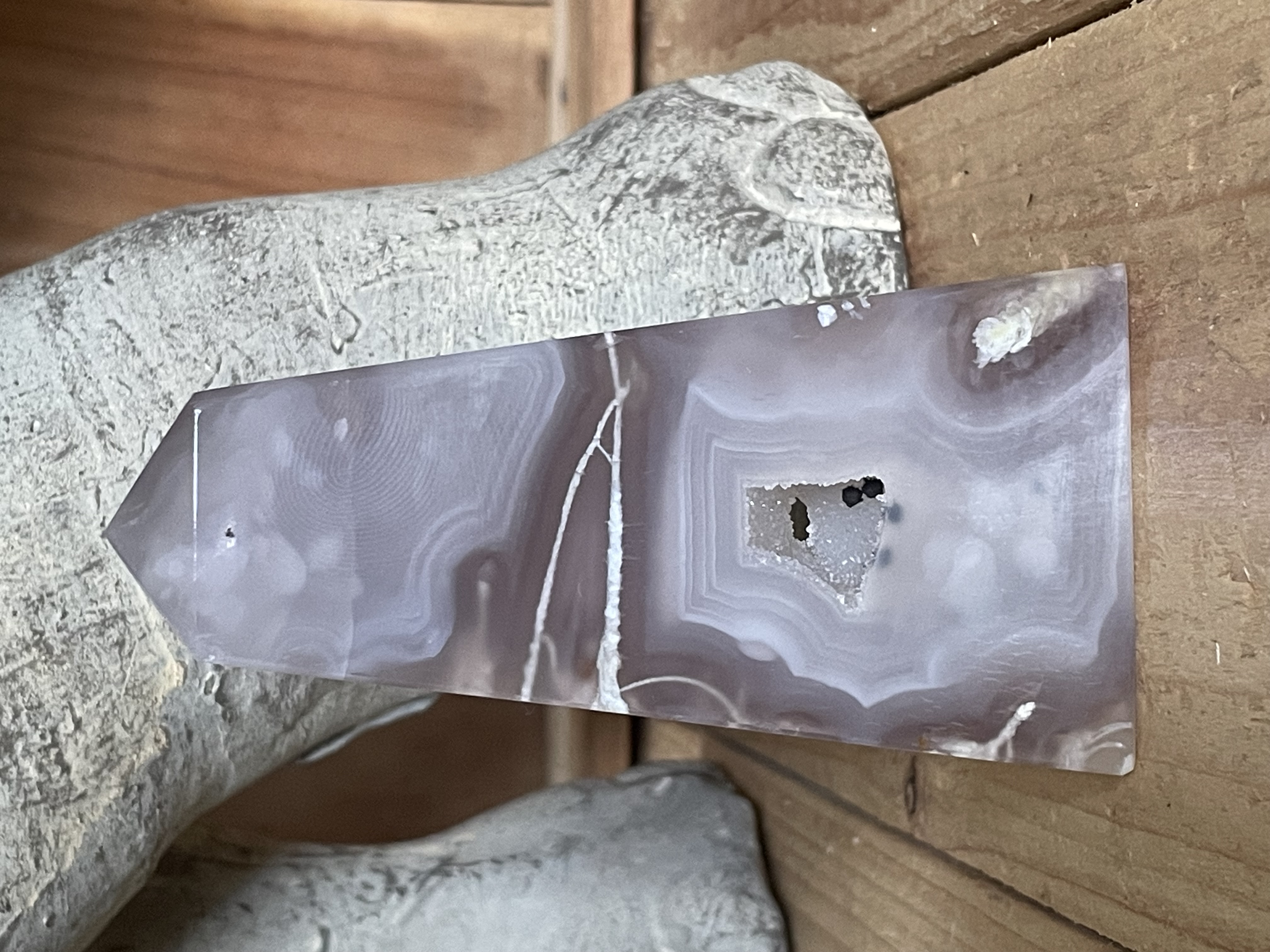 Pointe en agate fleur naturelle