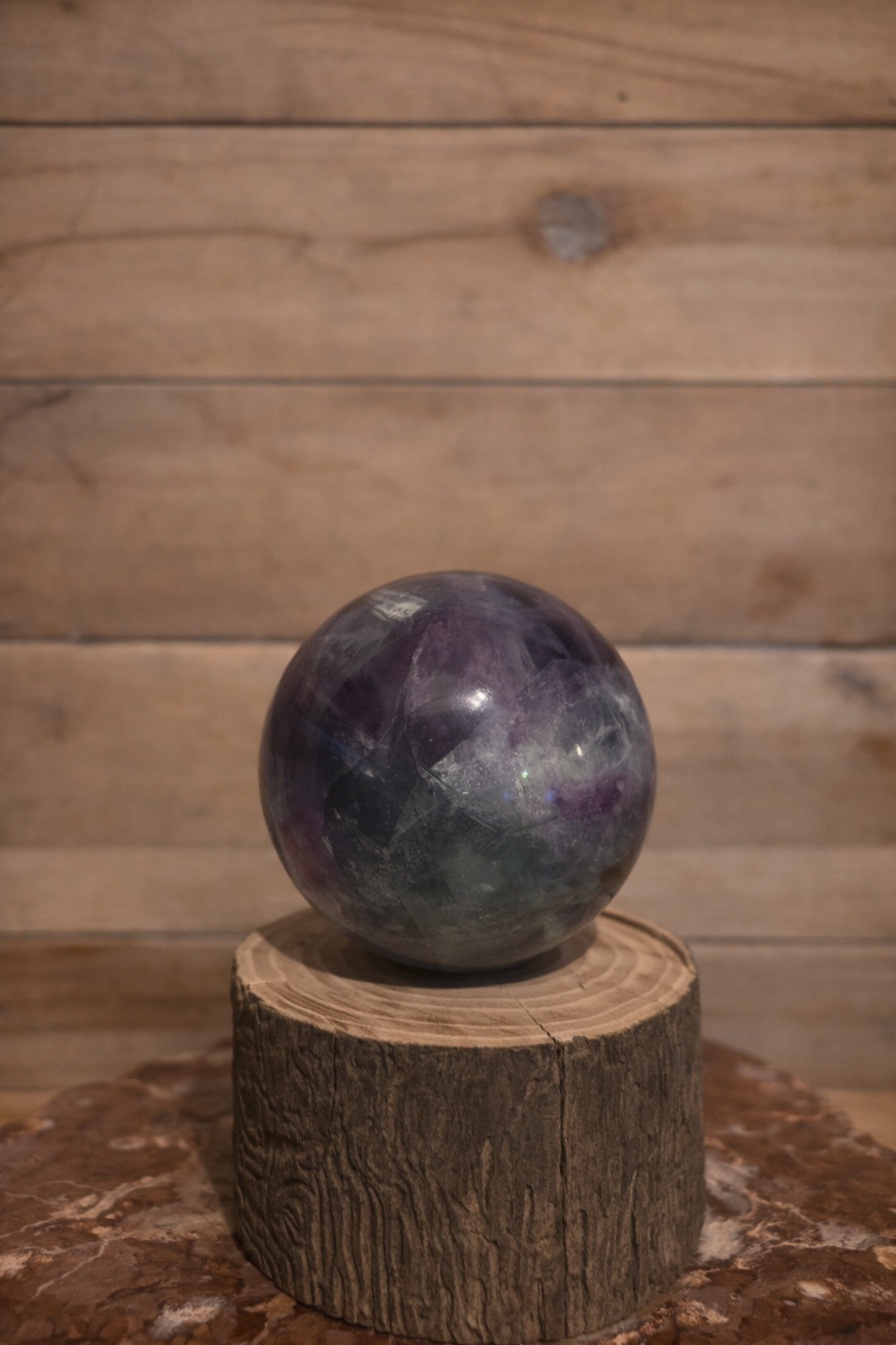 Sphère en fluorite verte & violette