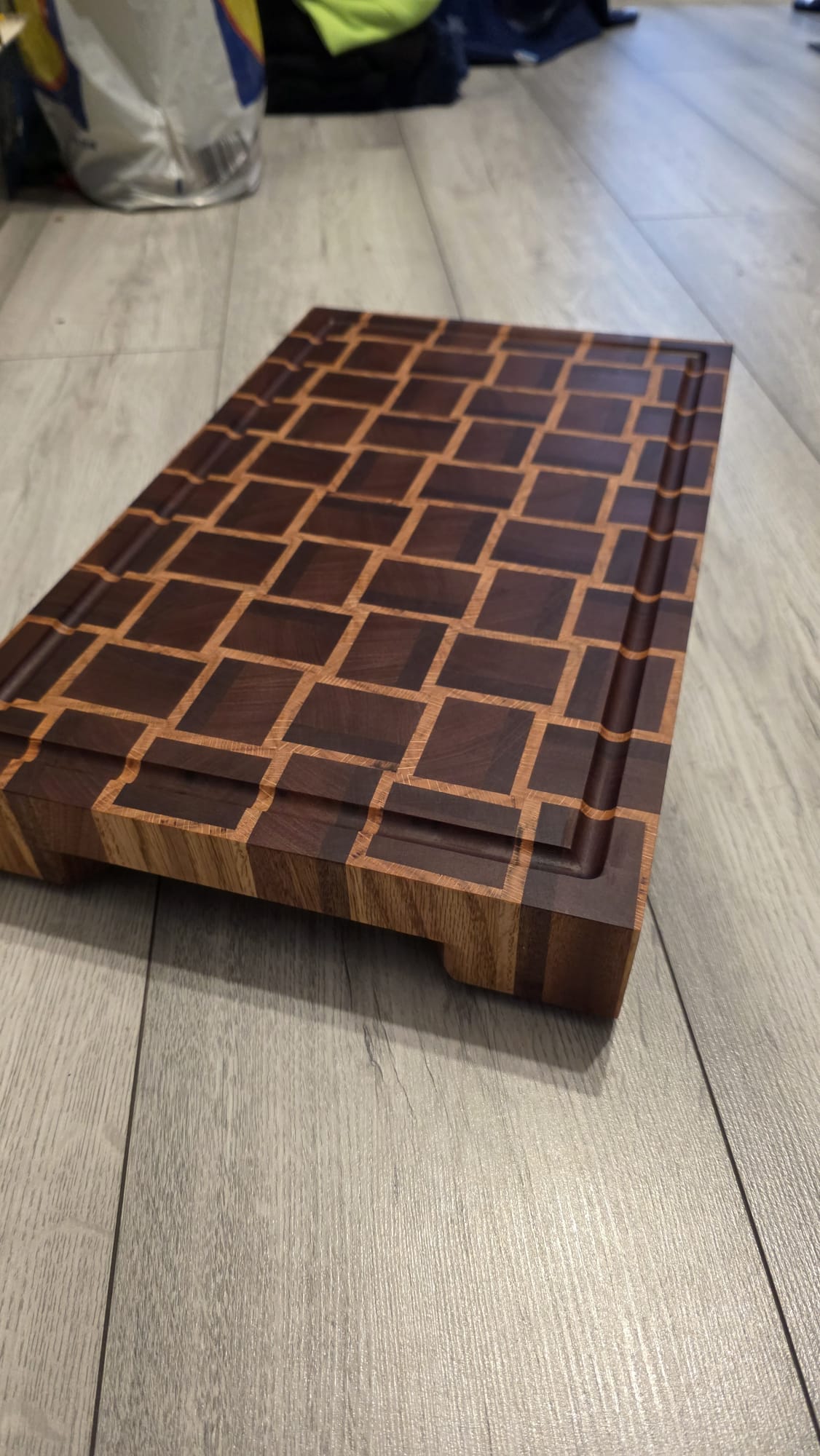 Handmade Basket Weave End Grain Chopping Board | Solid Oak & Sapele Butcher Block | Premium Wooden Cutting Board | Made to Order | 45 x 27 x 5 cm