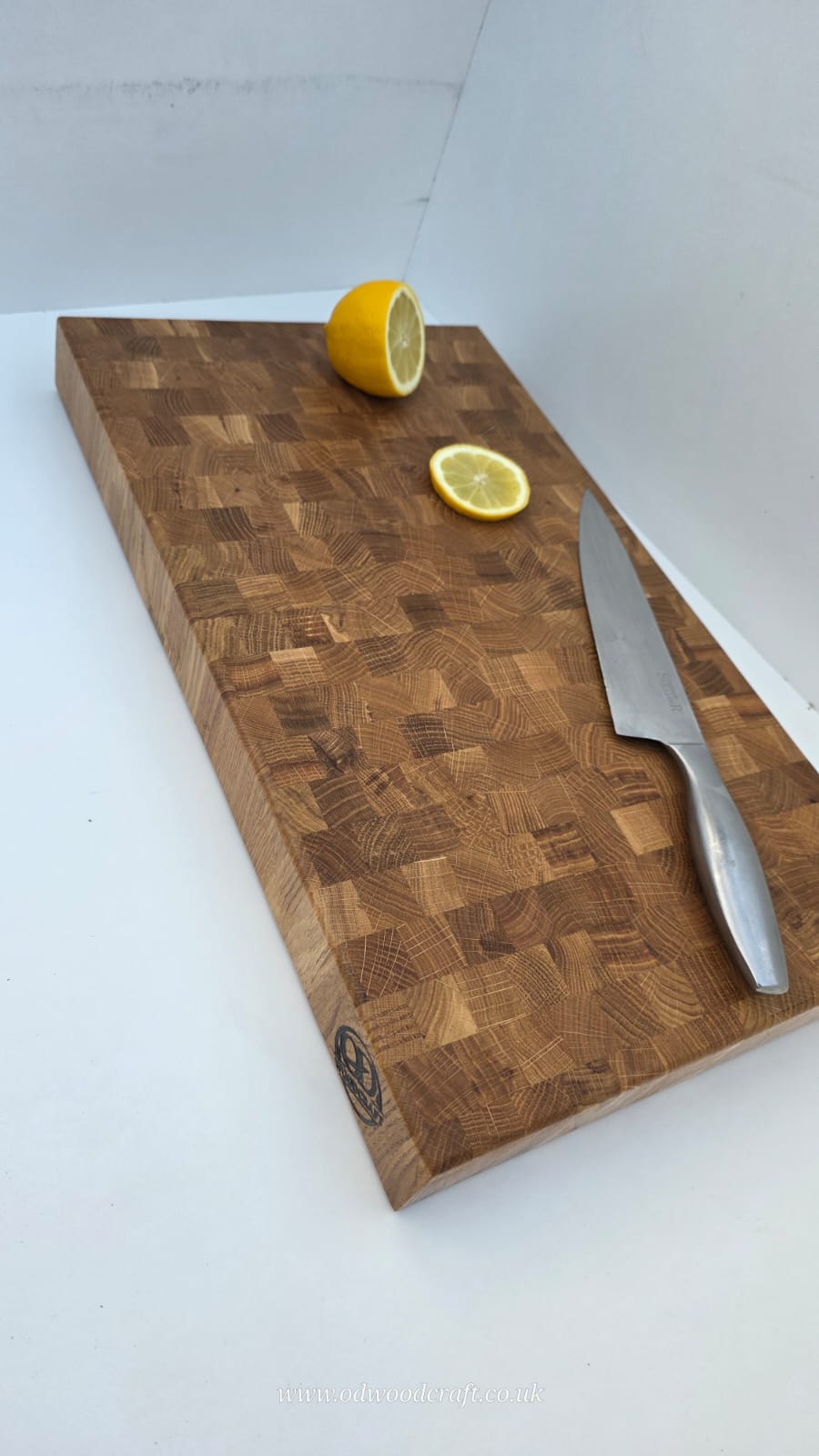 Solid Oak End Grain Chopping Board – 50 x 29 x 5 cm – Extra Thick Butcher Block – Optional Finger Grooves