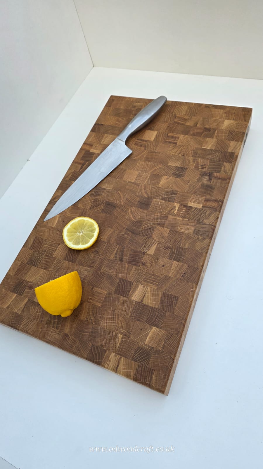 Solid Oak End Grain Chopping Board – 50 x 29 x 5 cm – Extra Thick Butcher Block – Optional Finger Grooves