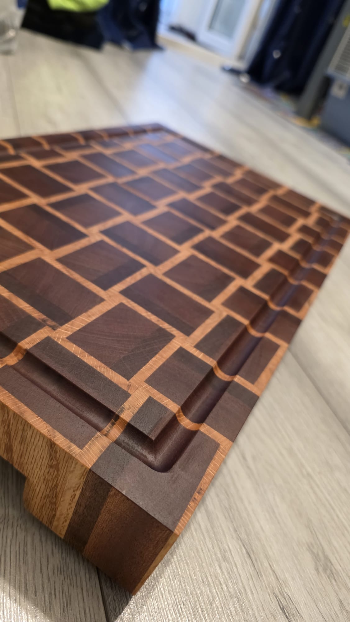 Handmade Basket Weave End Grain Chopping Board | Solid Oak & Sapele Butcher Block | Premium Wooden Cutting Board | Made to Order | 45 x 27 x 5 cm