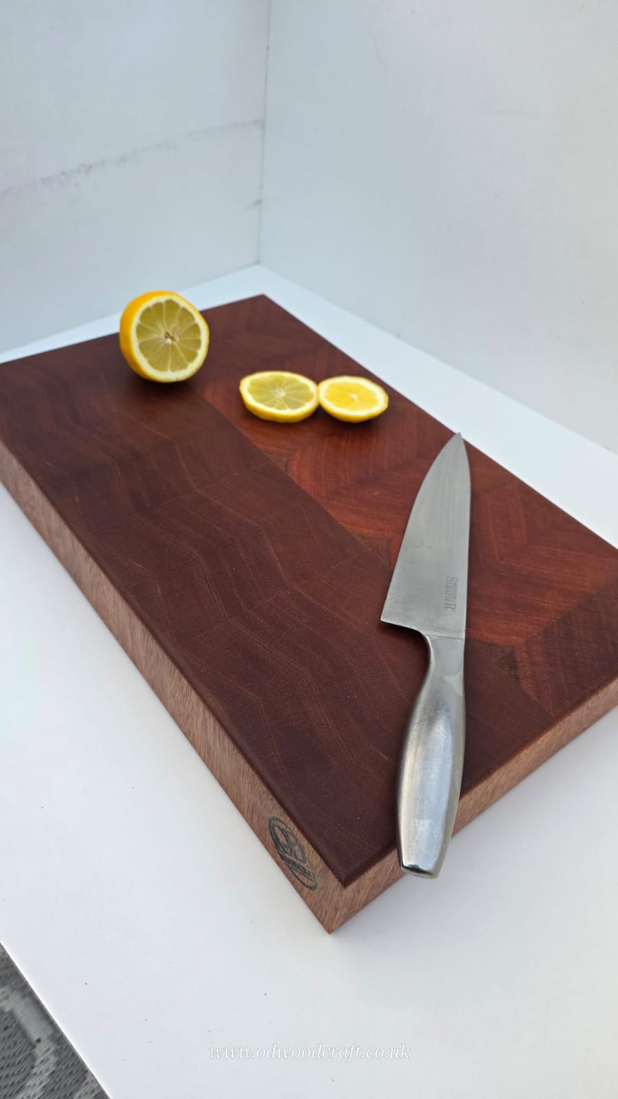Extra Thick End Grain Meranti Chopping Board 44.7×27.7cm – Heavy Butcher Block with Juice Groove (Optional Finger Grooves)