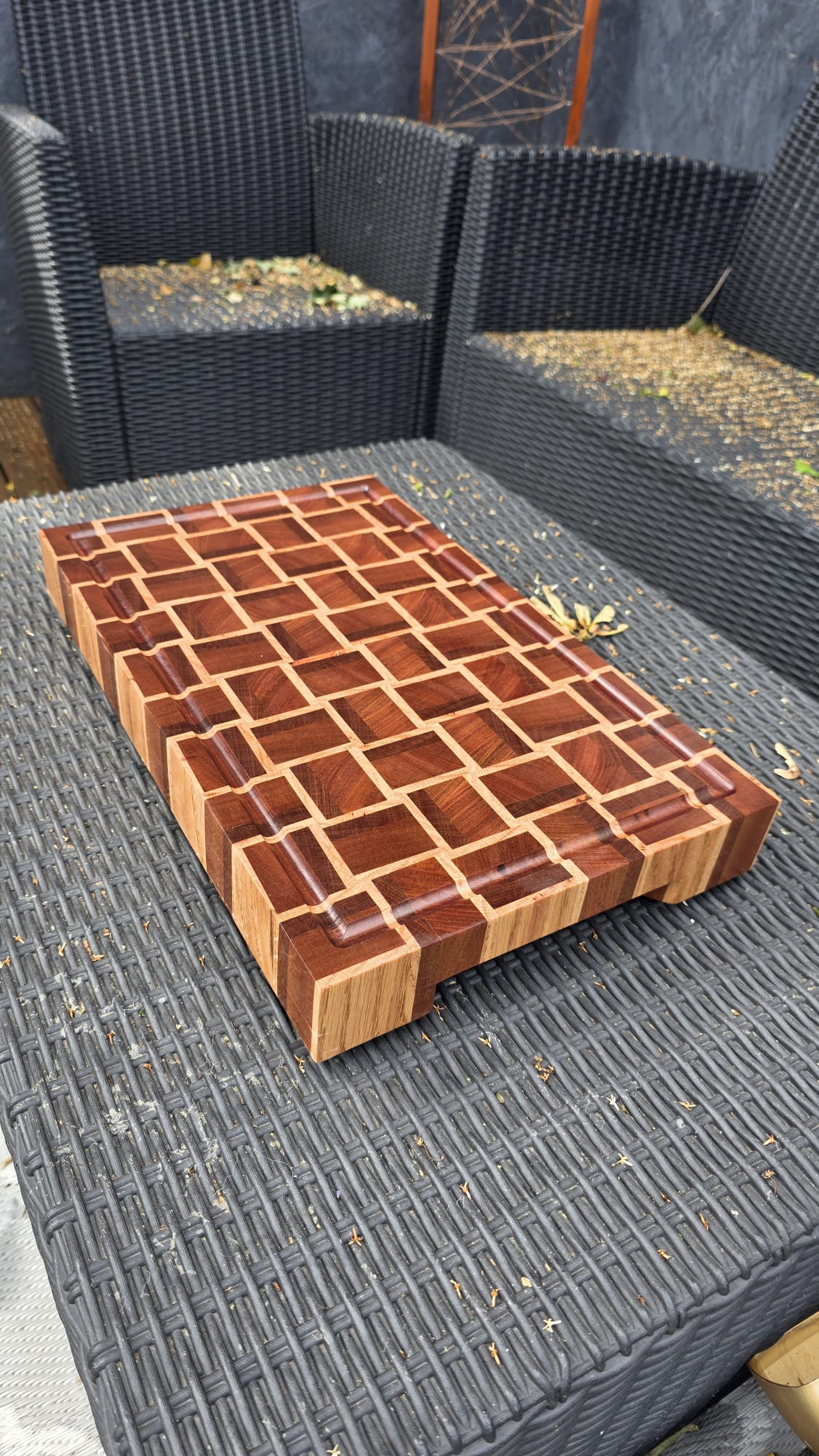 Handmade Basket Weave End Grain Chopping Board | Solid Oak & Sapele Butcher Block | Premium Wooden Cutting Board | Made to Order | 45 x 27 x 5 cm
