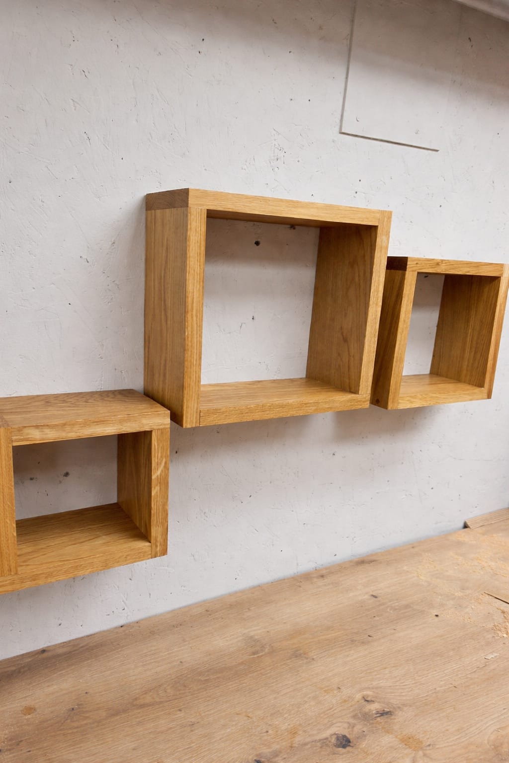 Solid Oak Cube Shelves Set | Handmade Wooden Wall Decor, Modern Storage