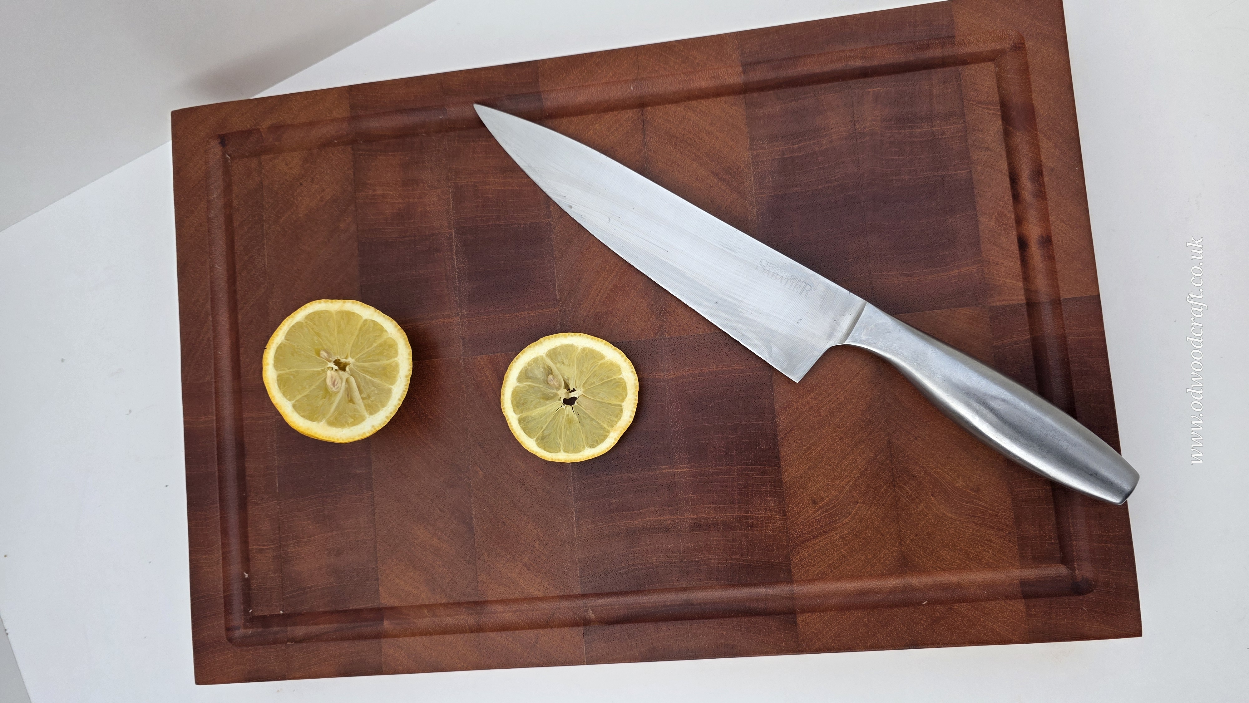 Thick End Grain Meranti Cutting Board with Juice Groove – Handmade Butcher Block (Finger Grooves Optional)