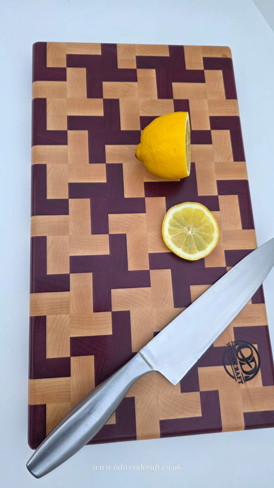 End Grain Chopping Board – Maple & Purpleheart | Handmade Butcher Block | Premium Wooden Cutting Board 43x24cm