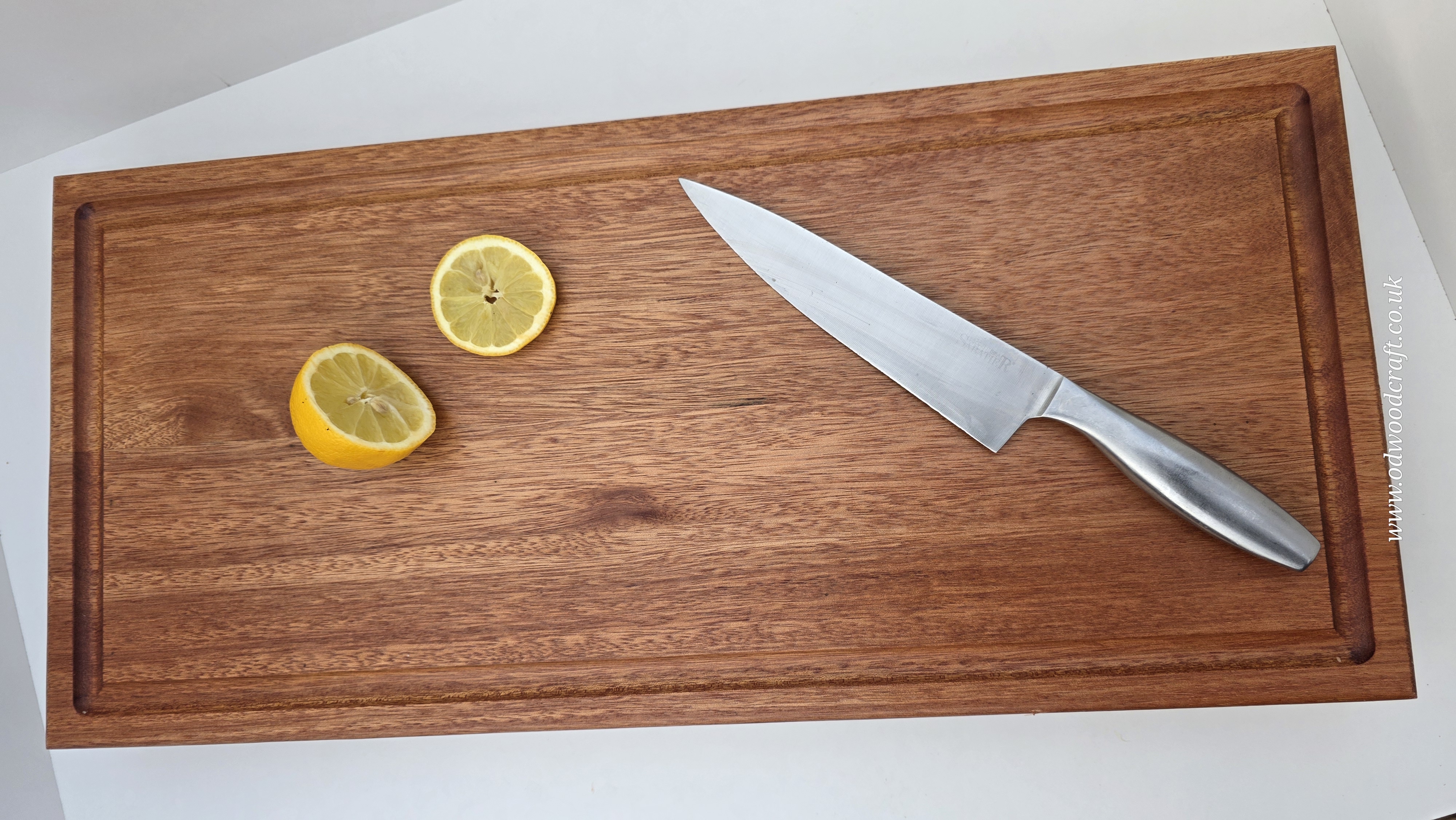 Handmade Solid Meranti Chopping Board with Juice Groove, Finger Grooves & Non-Slip Feet Made to order