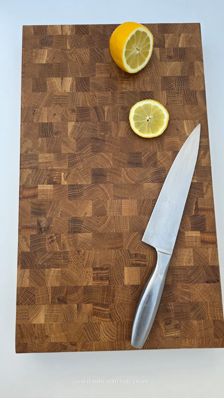 Solid Oak End Grain Chopping Board – 50 x 29 x 5 cm – Extra Thick Butcher Block – Optional Finger Grooves
