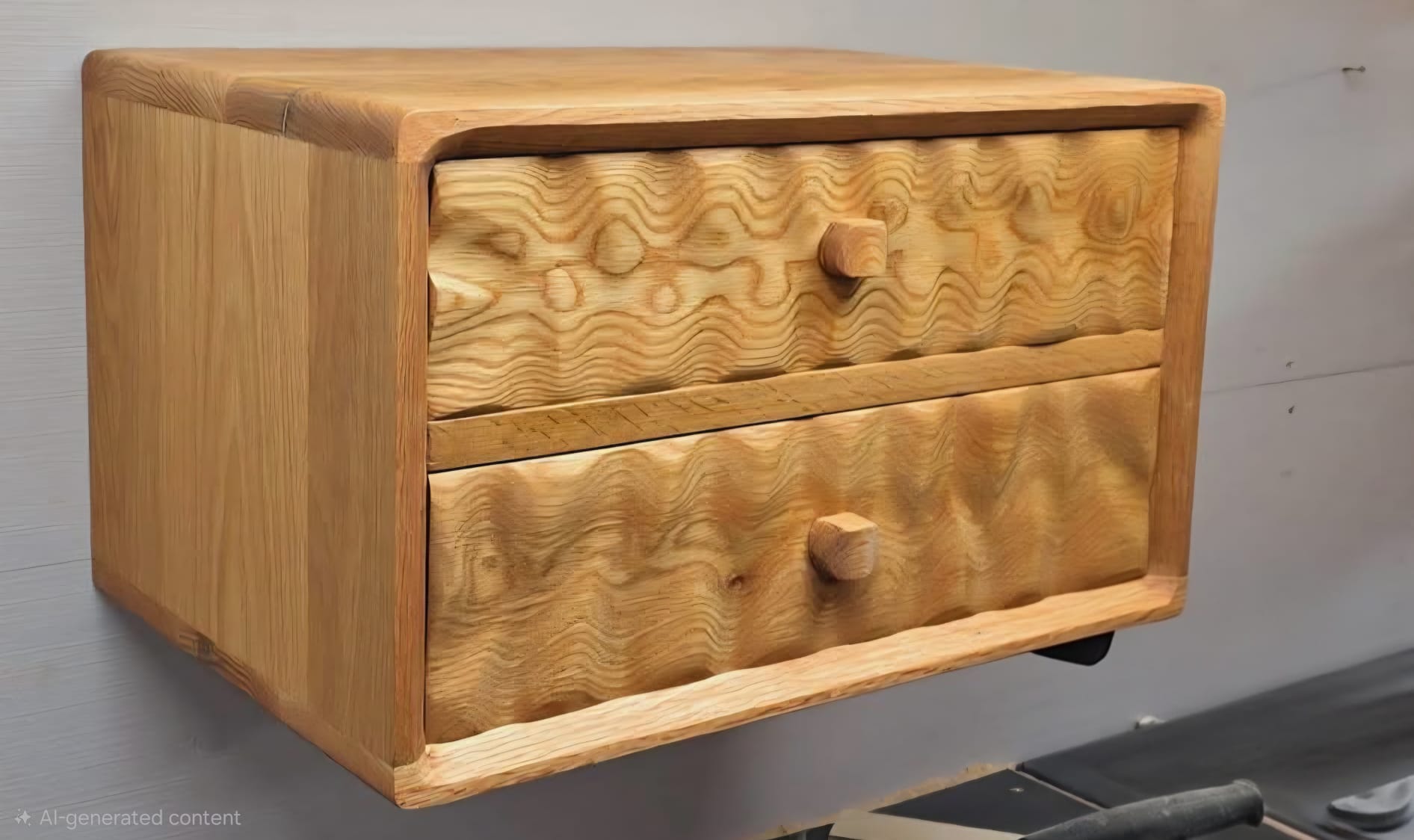 Floating Oak Nightstand | Wall Mounted Bedside Table | Solid Oak Shelf with Drawer