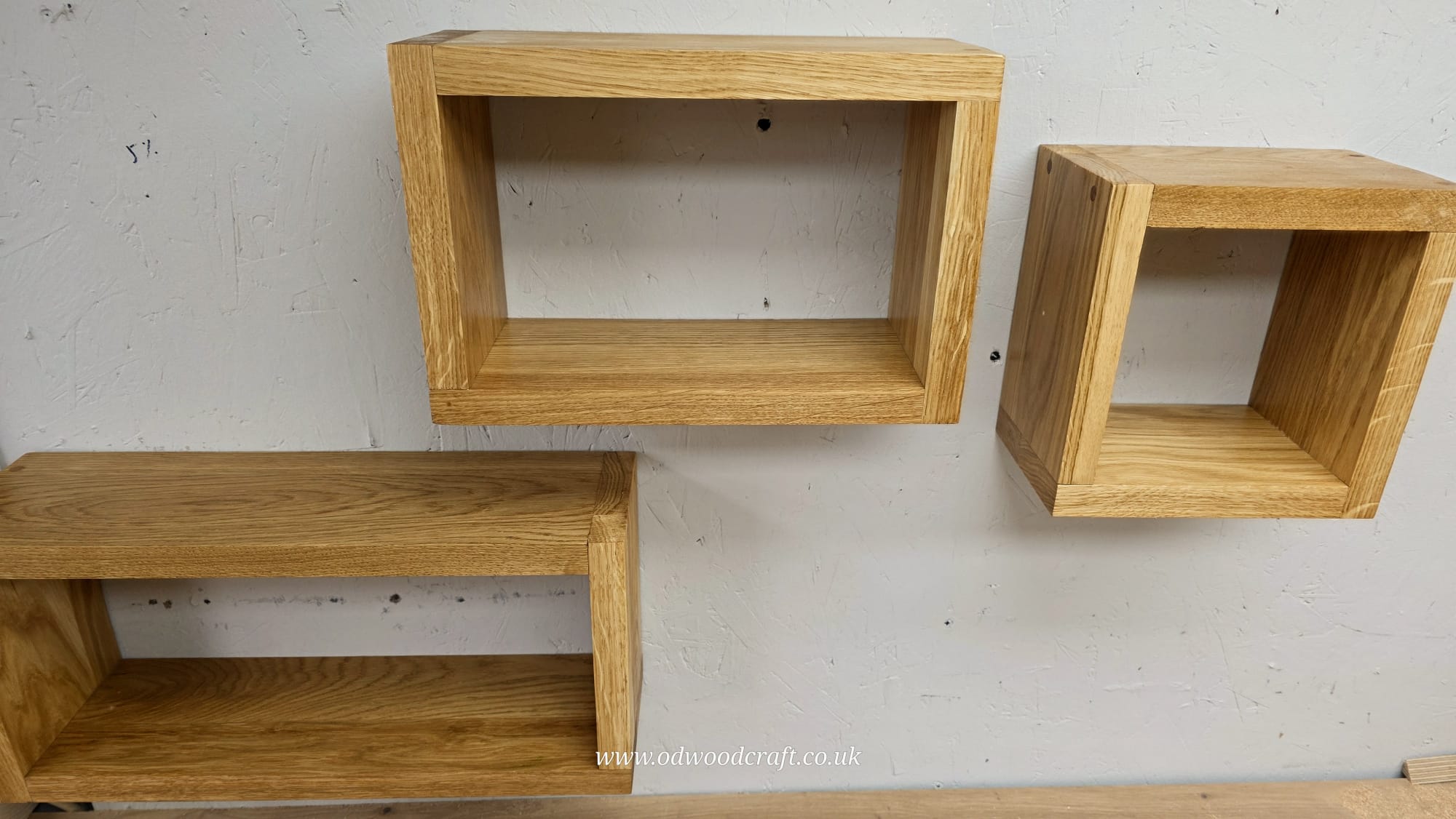 Solid Oak Cube Shelves Set | Modern Floating Wall Storage (Set of 3)