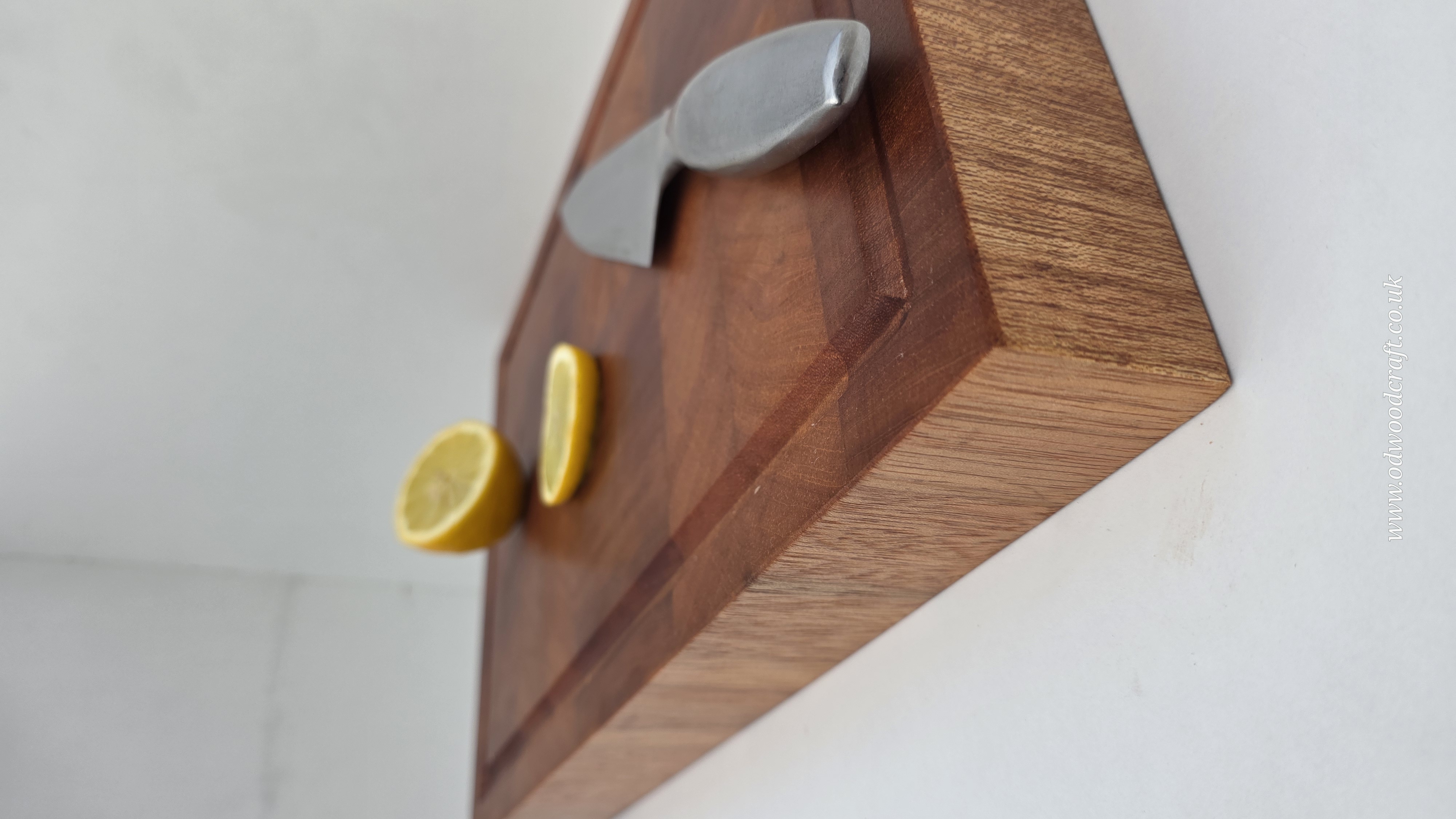 Thick End Grain Meranti Cutting Board with Juice Groove – Handmade Butcher Block (Finger Grooves Optional)