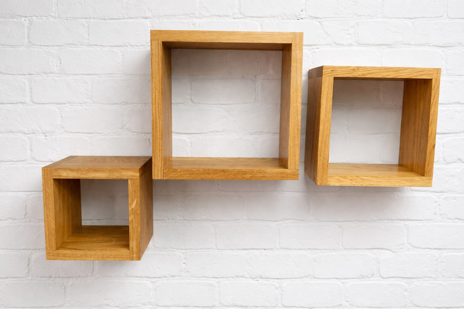 Solid Oak Cube Shelves Set | Handmade Wooden Wall Decor, Modern Storage