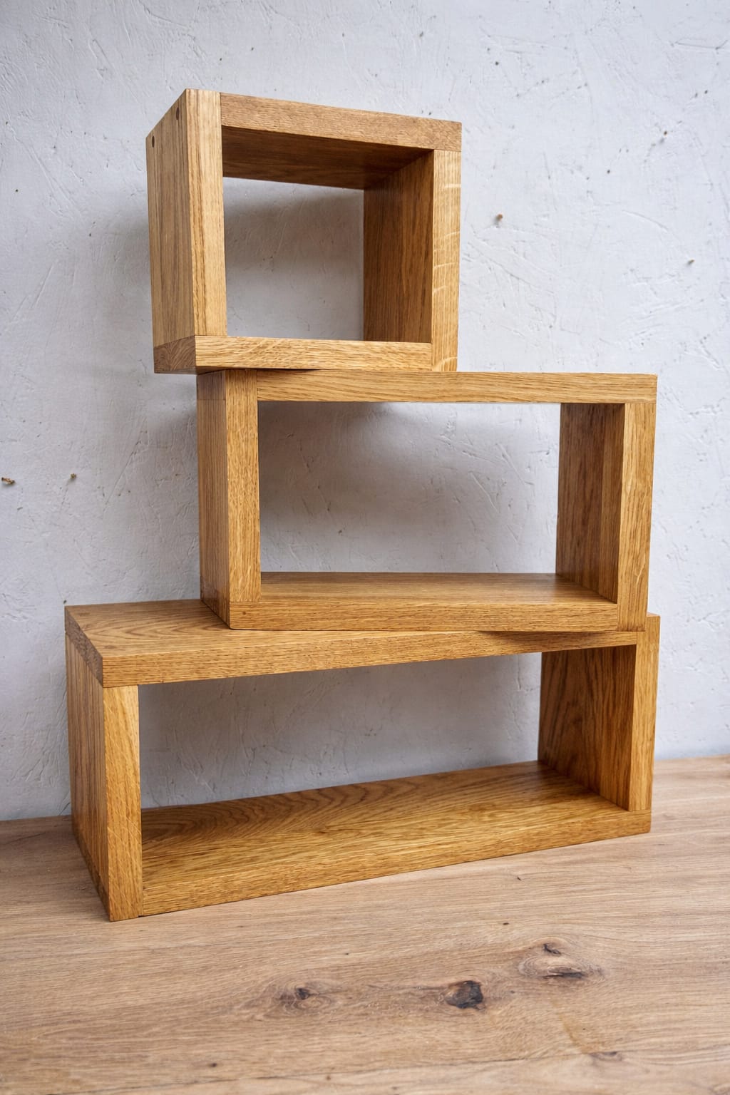 Solid Oak Cube Shelves Set | Modern Floating Wall Storage (Set of 3)