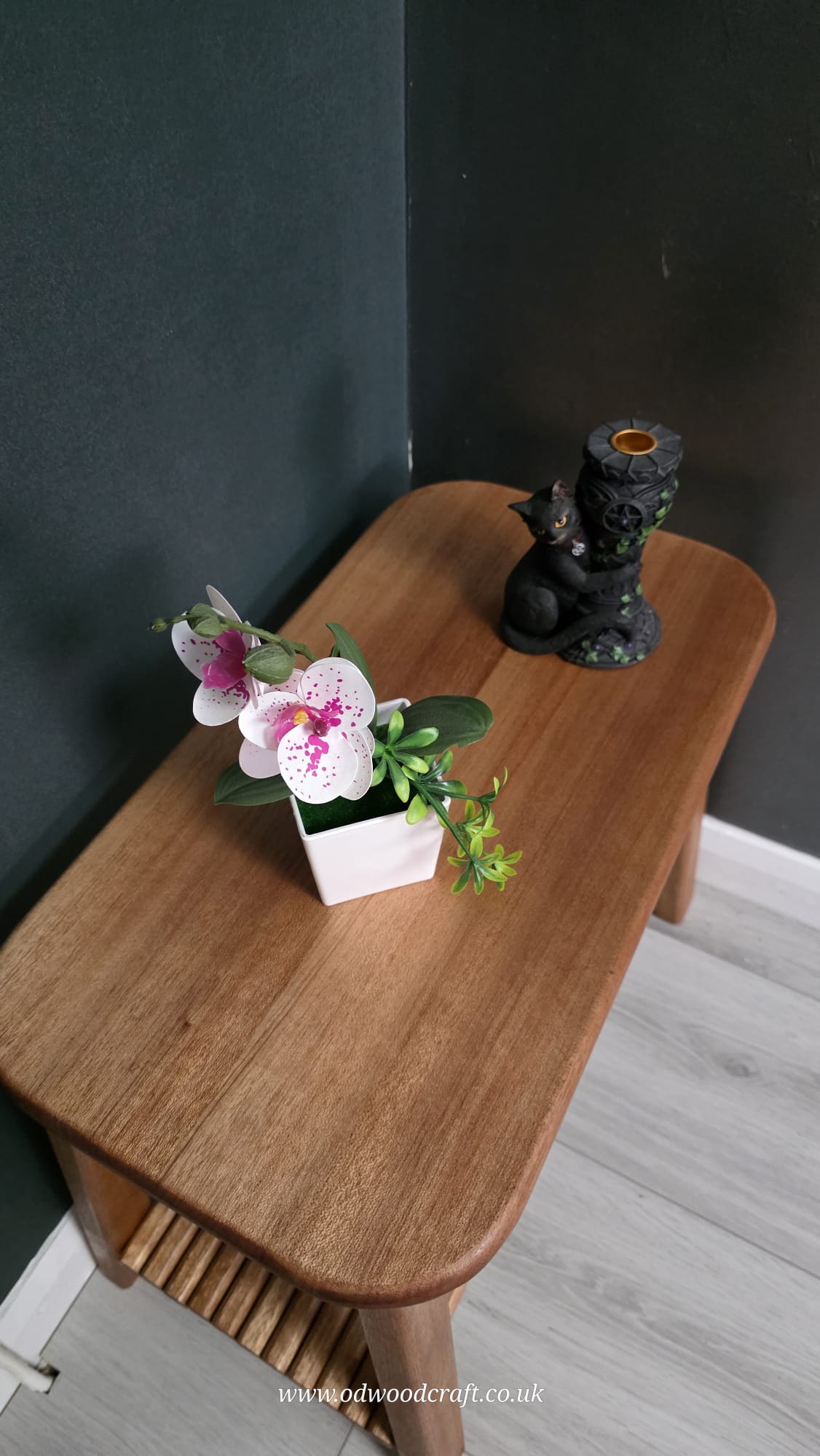 Solid Meranti Side Table with Shelf | Bedside / Lamp Table