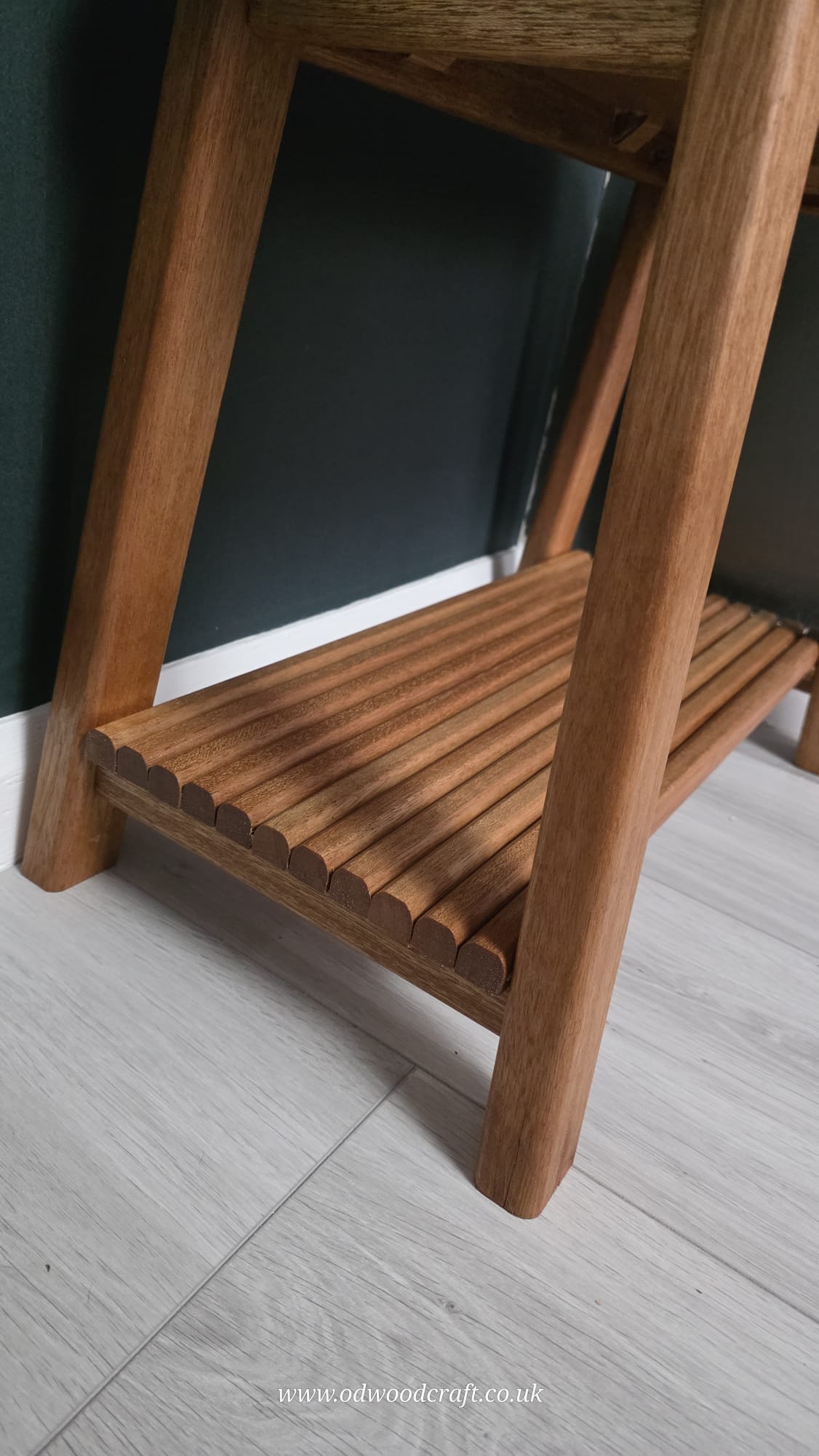 Solid Meranti Side Table with Shelf | Bedside / Lamp Table