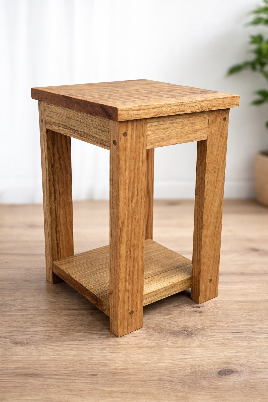 Reclaimed Oak small Side Table, Rustic Solid Wood Nightstand, Handmade Furniture