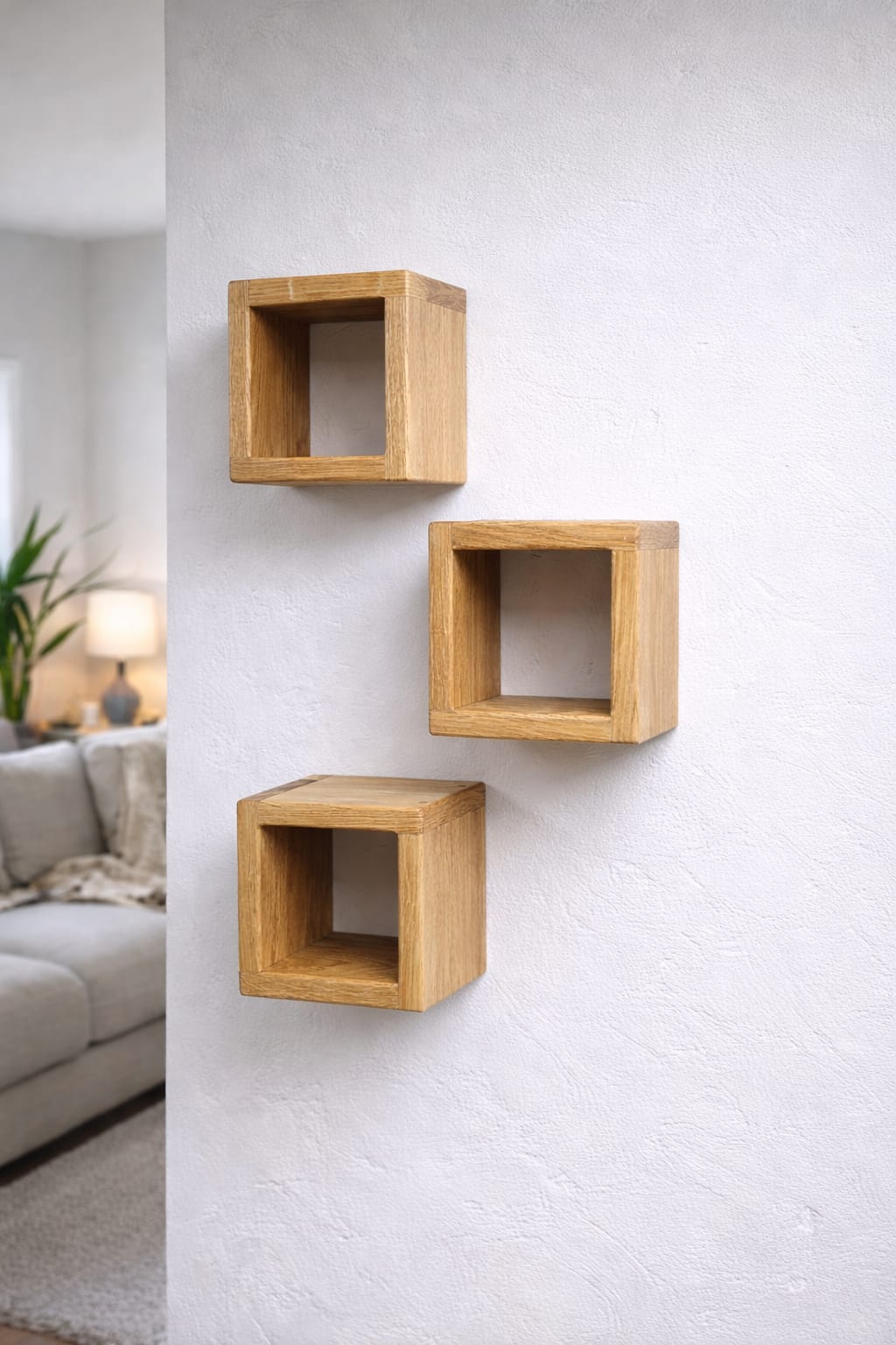 Solid Oak Cube Wall Shelf | Floating Wooden Shelf | Handmade Minimalist Storage 