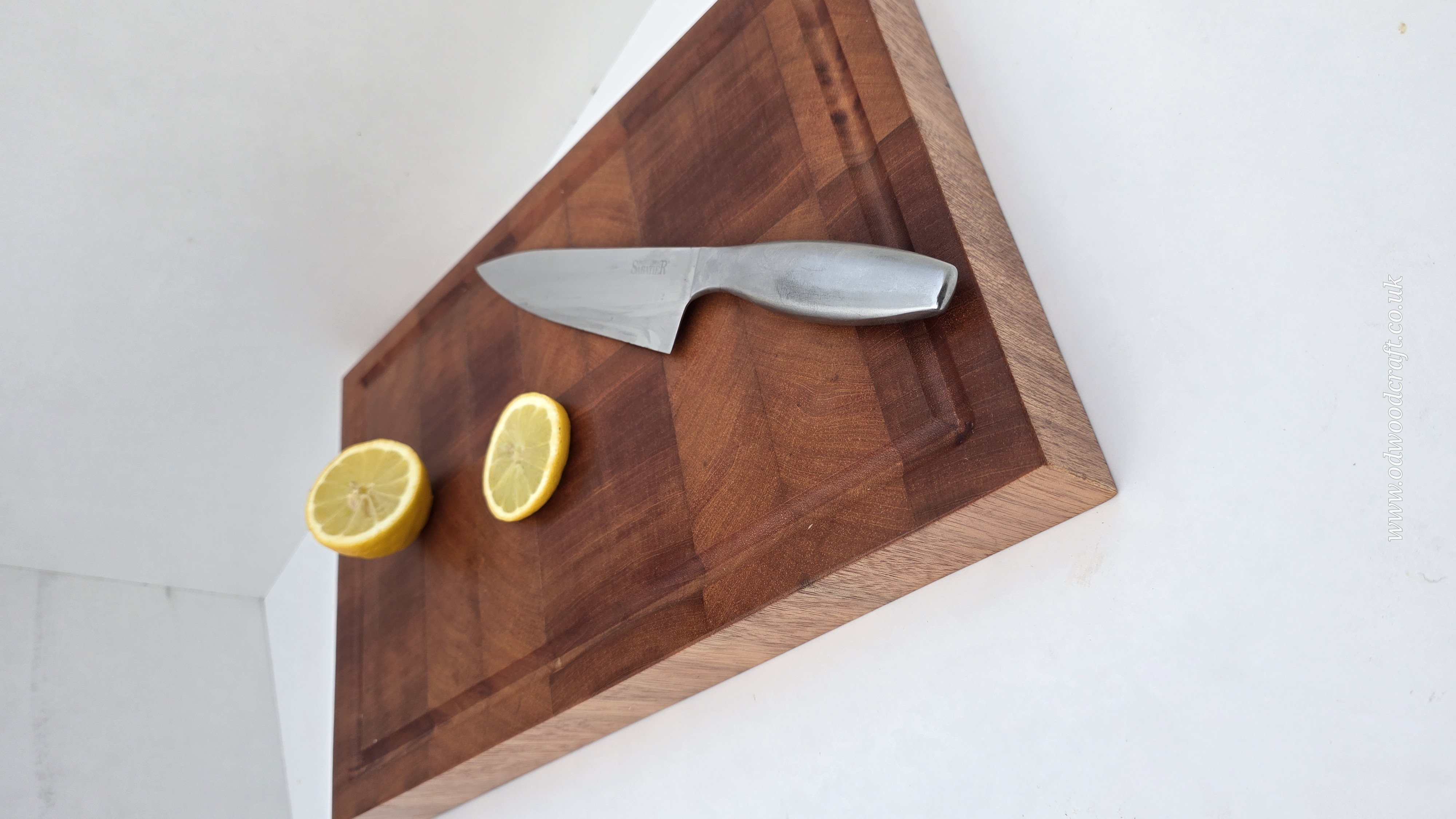 Thick End Grain Meranti Cutting Board with Juice Groove – Handmade Butcher Block (Finger Grooves Optional)