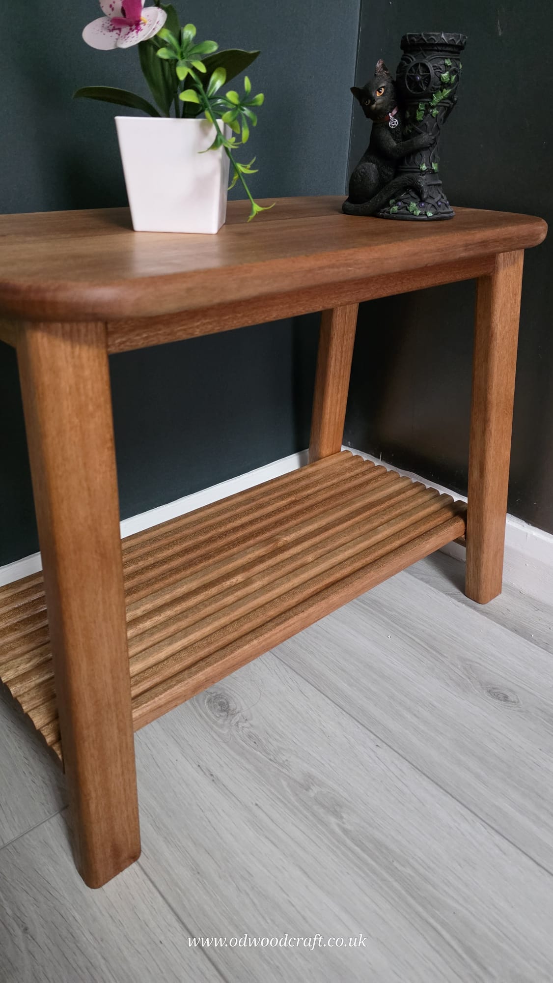 Solid Meranti Side Table with Shelf | Bedside / Lamp Table