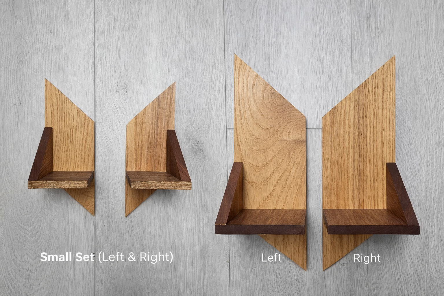 Oak & Meranti Wall Shelf Set | Modern Floating Shelves 