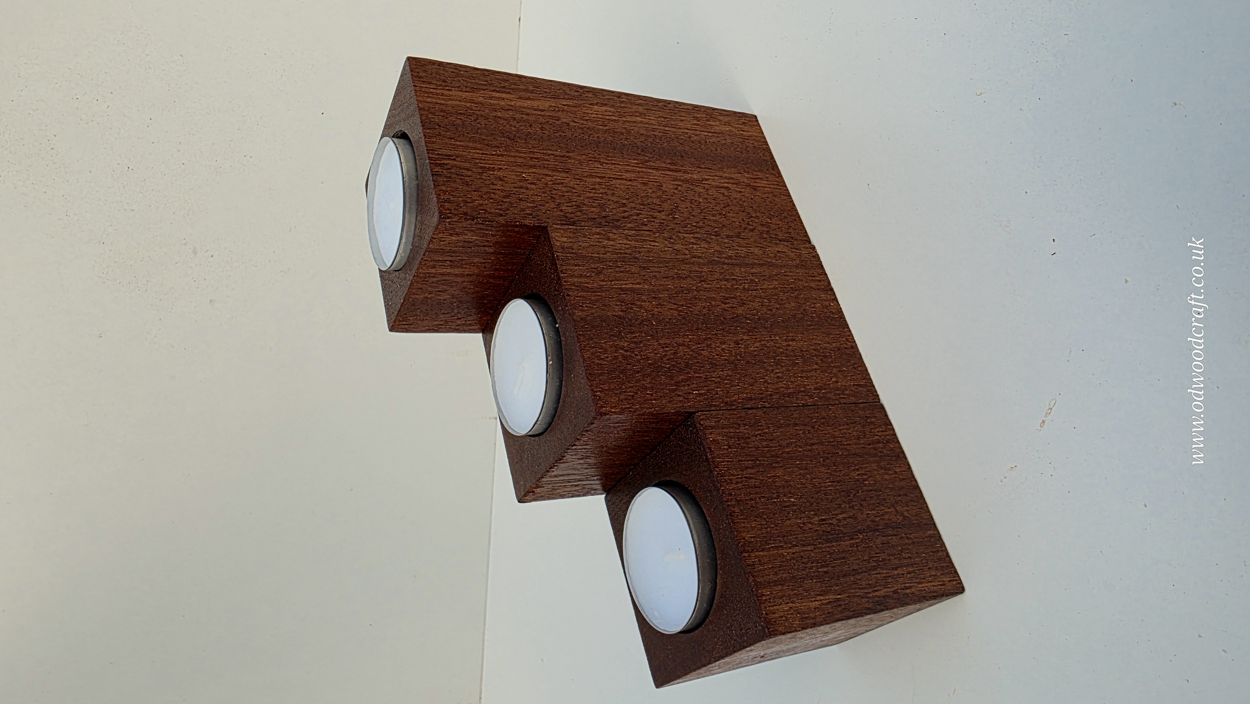 Solid sapele Wood Tealight Candle Holder Set | 3 Piece Wooden Candle Set