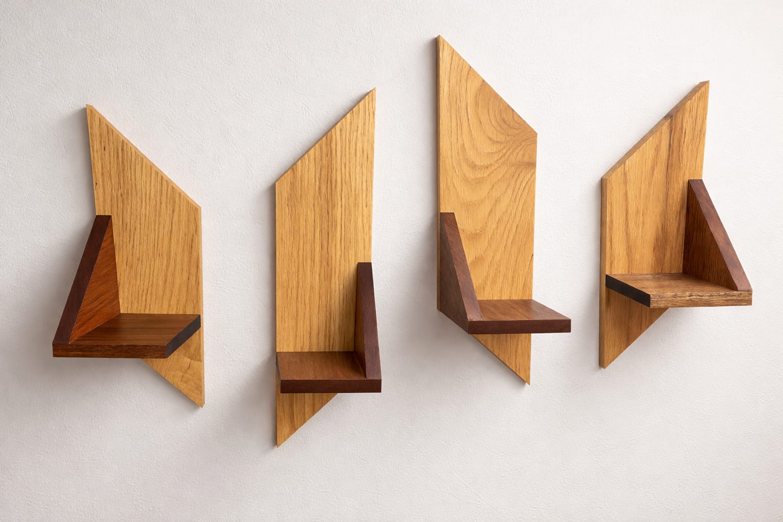 Oak & Meranti Wall Shelf Set | Modern Floating Shelves 