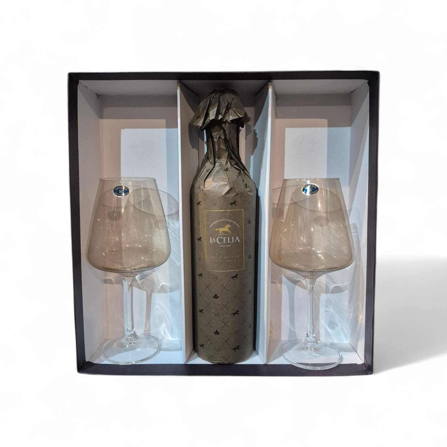 Vino Tinto Finca La Celia + 2 Copas Cristal Modernas