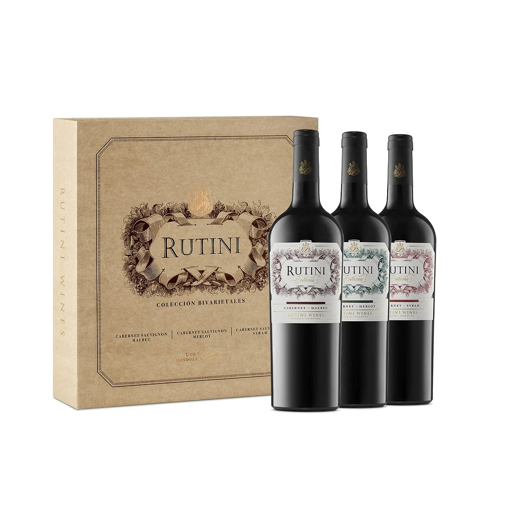 Estuche Rutini Colección Cab-Mal+ Cab-Mer+Cab-Syrah 3 x 750ml.