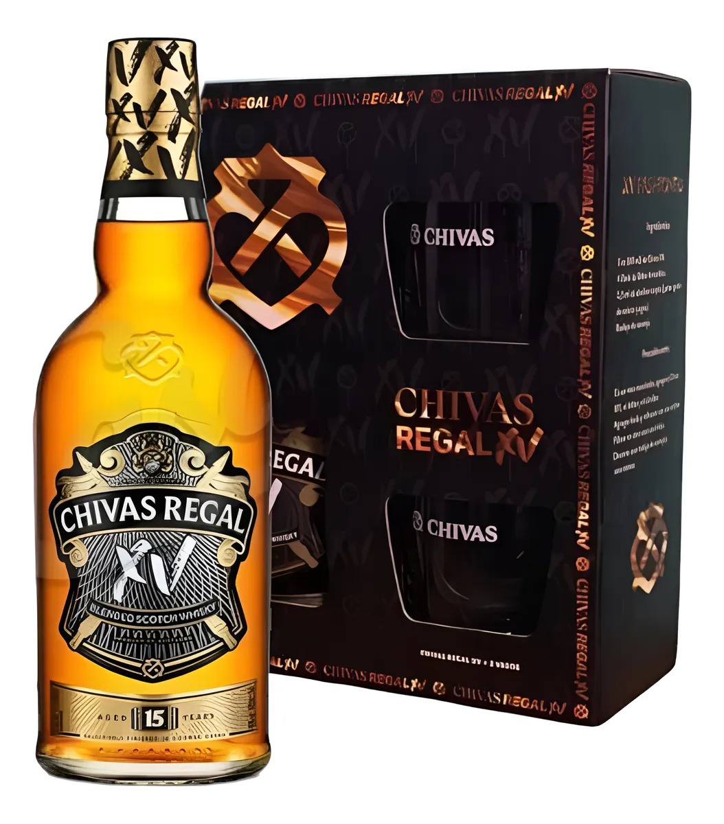 Chivas Regal 15 Años Estuche 700ml + 2 Vasos