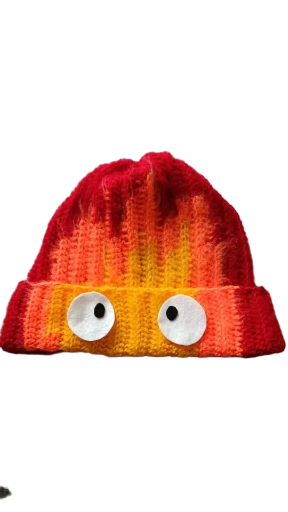 Gorro tejido estilo fuego Calcifer
