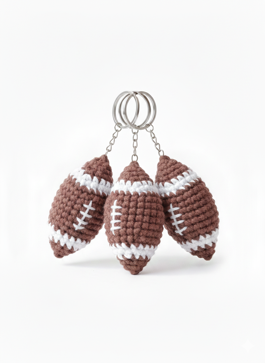 Llaveros de fútbol americano tejido