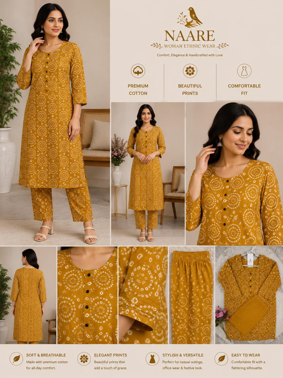 Naare Premium Cotton Kurti Only