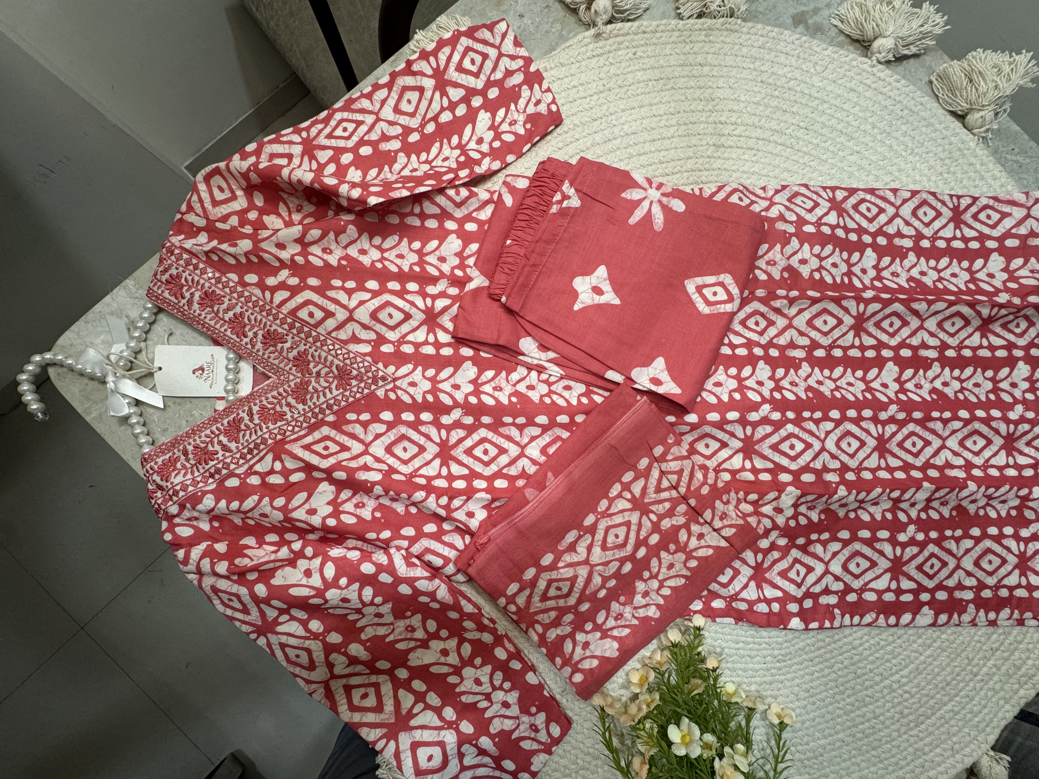 Embroidered Cotton Kurta Set